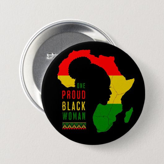 Eine stolze schwarze Frau schwarze Monatsflagge Button (Vorne & Hinten)