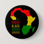 Eine stolze schwarze Frau schwarze Monatsflagge Button (Vorderseite)