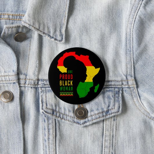 Eine stolze schwarze Frau schwarze Monatsflagge Button (Beispiel)