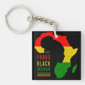 Eine stolze schwarze Frau schwarze Monatsflagge Schlüsselanhänger (Vorderseite)