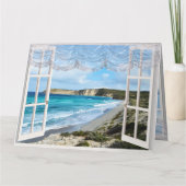 Eine Strandlandschaft durch mein Fenster, Geburtst Karte (Rückseite)