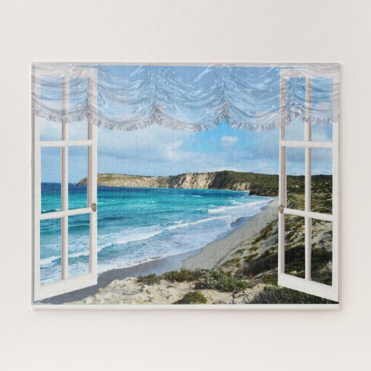 eine Strandlandschaft durch mein Fenster, Puzzle (Horizontal)