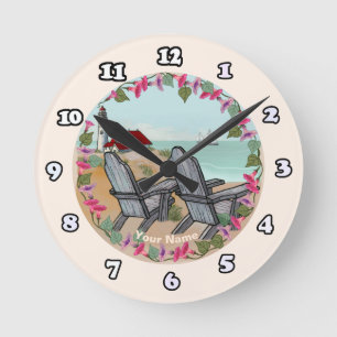 Eine Strandstuhl-Leuchtturmuhr Runde Wanduhr