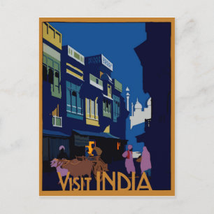 Eine Straße im Mondlicht. Indien besuchen Postkarte