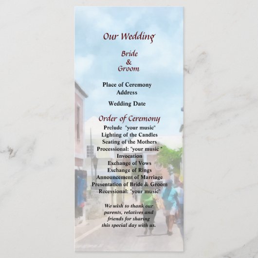 Eine Straße im St. George Bermuda Wedding Program Programm (Vorderseite)