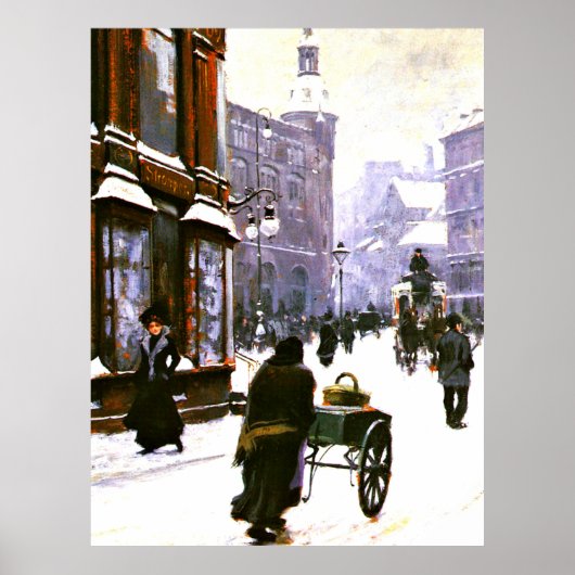 Eine Straße im Winter, Kopenhagen Poster (Vorne)
