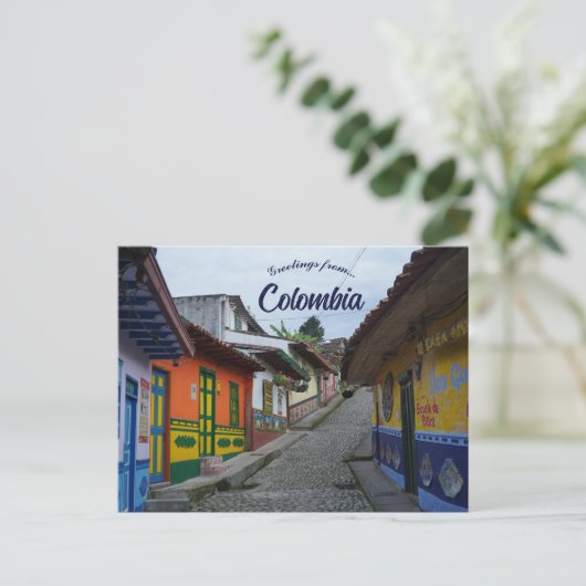Eine Straße in Guatape Kolumbien Postkarte (Stehend Vorderseite)