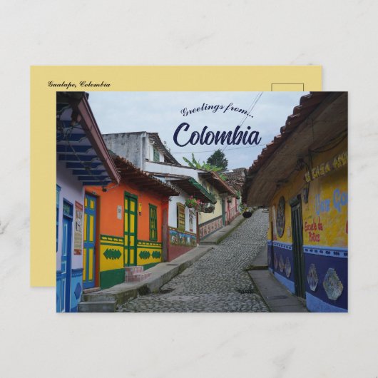 Eine Straße in Guatape Kolumbien Postkarte (Vorne/Hinten)