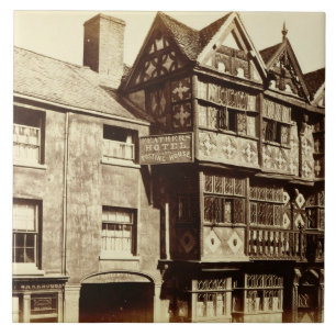 Eine Straße in Ludlow (b/w Foto) Fliese