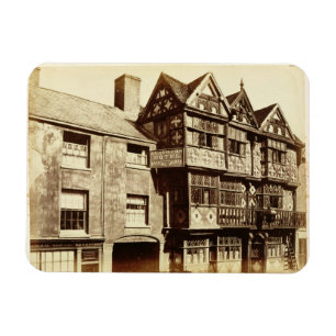 Eine Straße in Ludlow (b/w Foto) Magnet