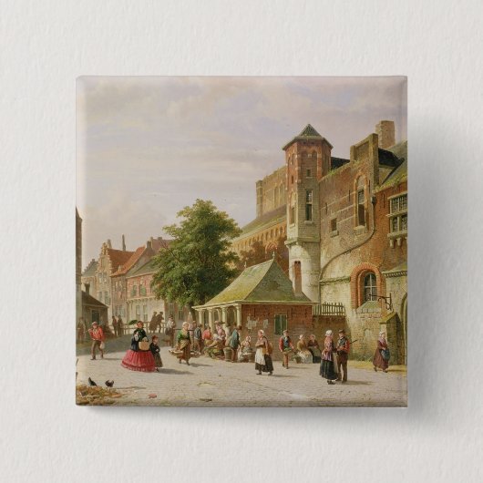 Eine Straßen-Szene in Amsterdam Button (Vorderseite)