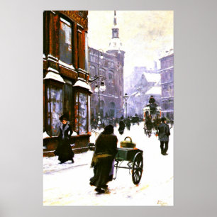 Eine Straßenszene im Winter, Kopenhagen Poster