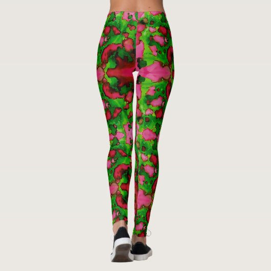 Eine Studie in Rosa und Grün Leggings (Rückseite)
