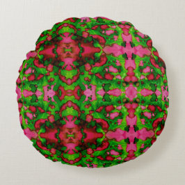 Eine Studie in Rosa und Grün Rundes Kissen