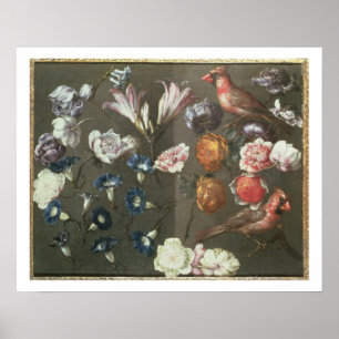 Eine Studie über Peonies, Convolvulus, Lilies und Poster