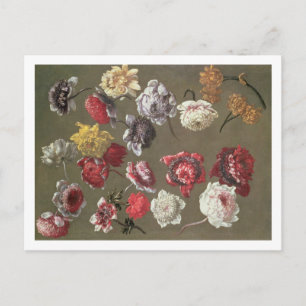 Eine Studie über Peonies (Erdöl auf Leinwand) Postkarte
