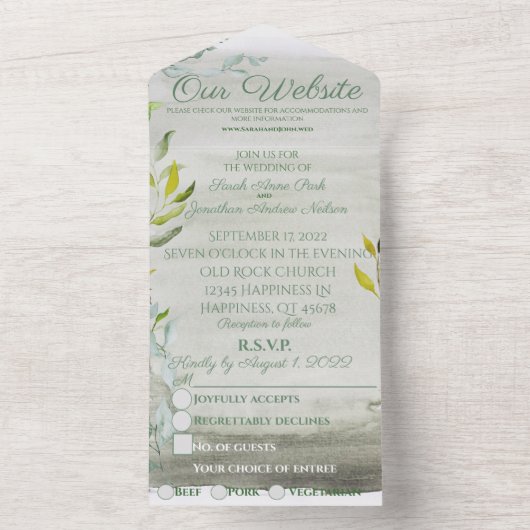 Eine Summers Tale Wasserfarbe All In One Einladung (Innen Boden)