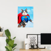 Eine Superheldenkatze ist ein lustiges und sonderb Poster (Heimbüro)
