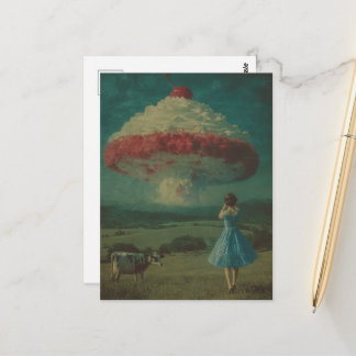 Eine surrealistische Explosion eines geschlagenen Postkarte