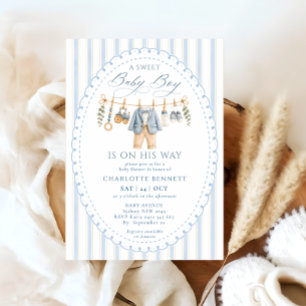 Eine süße Babykleidung für Jungen - Babyparty Einladung
