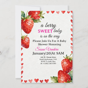 Eine süße Babyparty-Einladung mit Beeren-Motiv Einladung