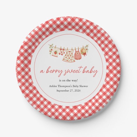 Eine süße Babyparty mit Beeren Pappteller (Vorderseite)
