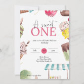 Eine süße Eiscreme zum Thema 1. Geburtstag Einladung (Vorderseite)