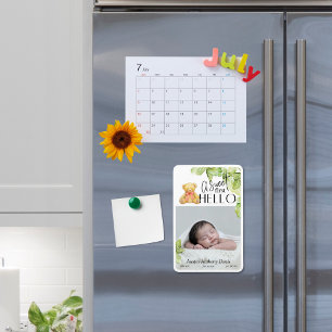 Eine süße erste Hallo-Baby-Ankündigungskarte Magnet