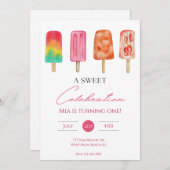 Eine süße Feier Moderne Bevölkerung Geburtstag Einladung (Vorne/Hinten)