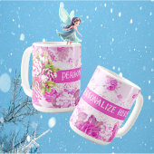Eine süße Hütte Rosa und Lila Weihnachten Kaffeetasse