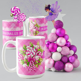 Eine süße Hütte Rosa und Lila Weihnachten Kaffeetasse