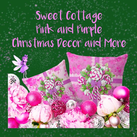 Eine süße Hütte Rosa und Lila Weihnachten Kissen