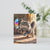 Eine süße Katze, die in der Touch Behalten wird Postkarte (Stehend Vorderseite)