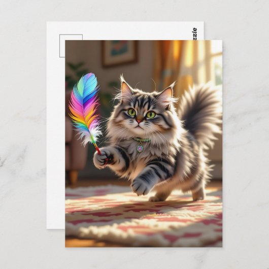 Eine süße Katze, die in der Touch Behalten wird Postkarte (Vorne/Hinten)