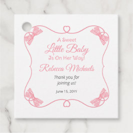 Eine süße kleine Baby Pink Bows Girl Baby Dusche Geschenkanhänger