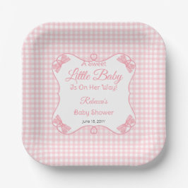 Eine süße kleine Baby Pink Bows Girl Baby Dusche Pappteller