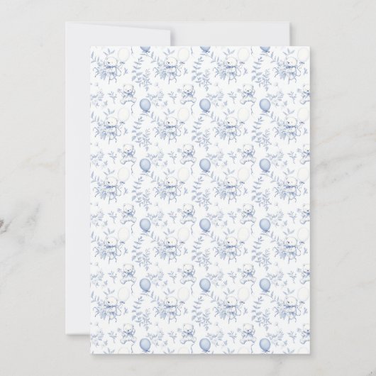 Eine süße kleine Baby Toile Bear Blue Baby Dusche Einladung (Rückseite)