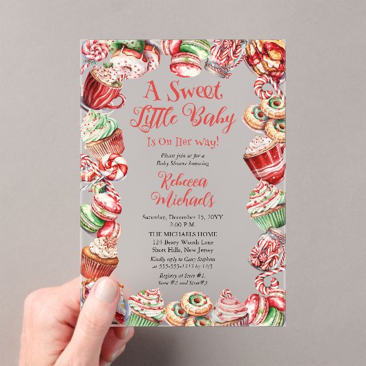 Eine süße kleine Babycreme-Rahmen-Dusche Acryleinladungen (Insitu (Handheld))