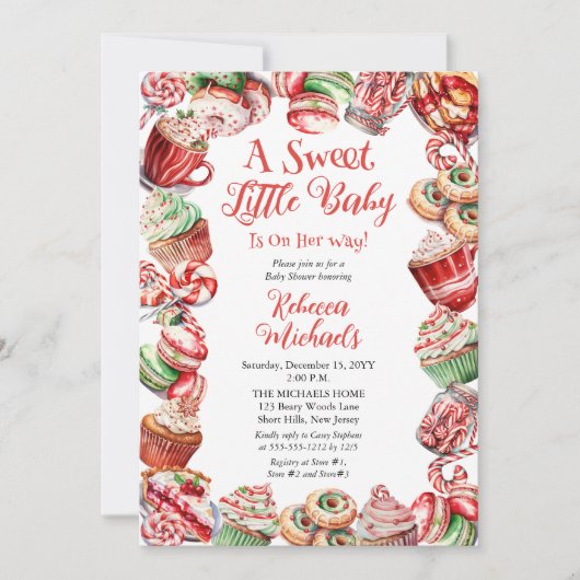 Eine süße kleine Babycreme-Rahmen-Dusche Einladung (Vorderseite)