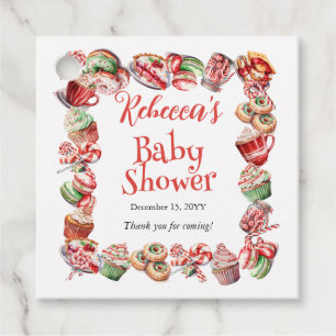Eine süße kleine Babycreme-Rahmen-Dusche Geschenkanhänger