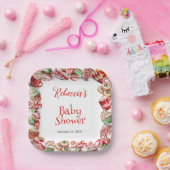 Eine süße kleine Babycreme-Rahmen-Dusche Pappteller (Party)