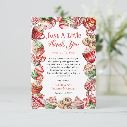 Eine süße kleine Babycreme-Rahmen-Girl-Babydusche Dankeskarte (Stehend Vorderseite)