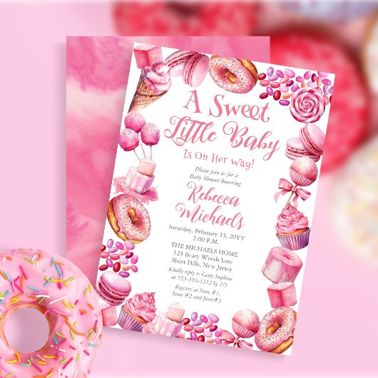 Eine süße kleine Babycreme-Rahmen-Girl-Babydusche Einladung