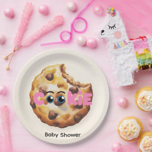 Eine süße kleine Cookie-Rosa-Baby-Party Pappteller