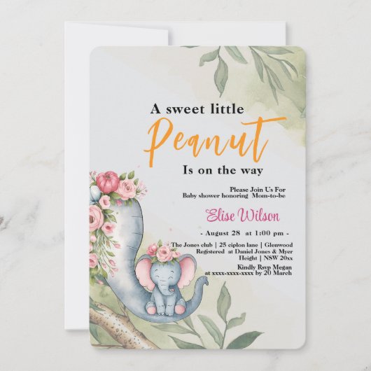 Eine süße kleine Erdnuss ist unterwegs Einladung (Vorderseite)