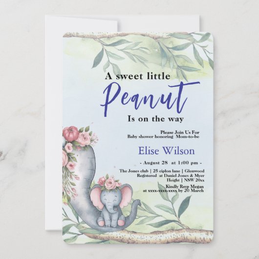 Eine süße kleine Erdnuss ist unterwegs Einladung (Vorderseite)