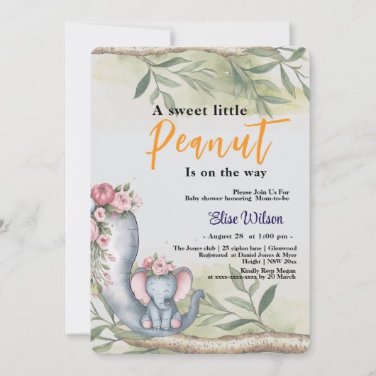 Eine süße kleine Erdnuss ist unterwegs Einladung (Vorderseite)