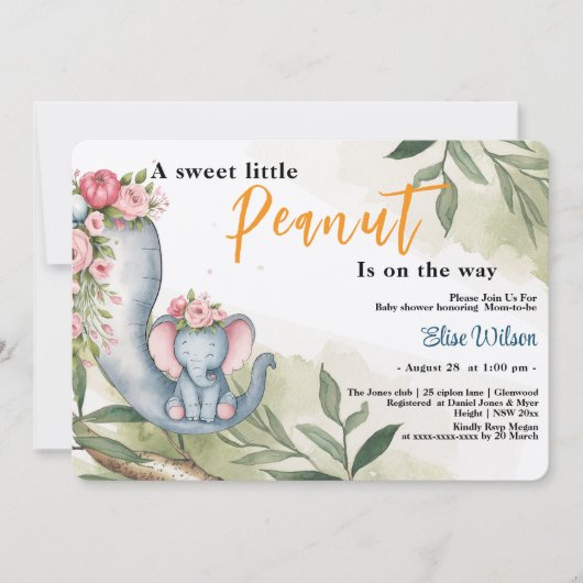 Eine süße kleine Erdnuss ist unterwegs Einladung (Vorderseite)