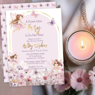 Eine süße kleine Feen-Wildblumen-Mädchen-Baby-Part Folieneinladung