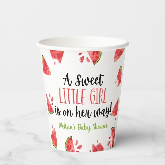 Eine süße Kleine Girl Watermelon Kinderdusche Pappbecher (Rückseite)